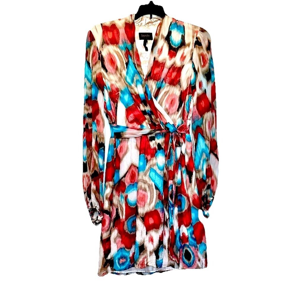 Laundry By Shelli Segal 100% Silk Floral Mini Dress Size 4 Vintage 90s Lined - Picture 2 of 7